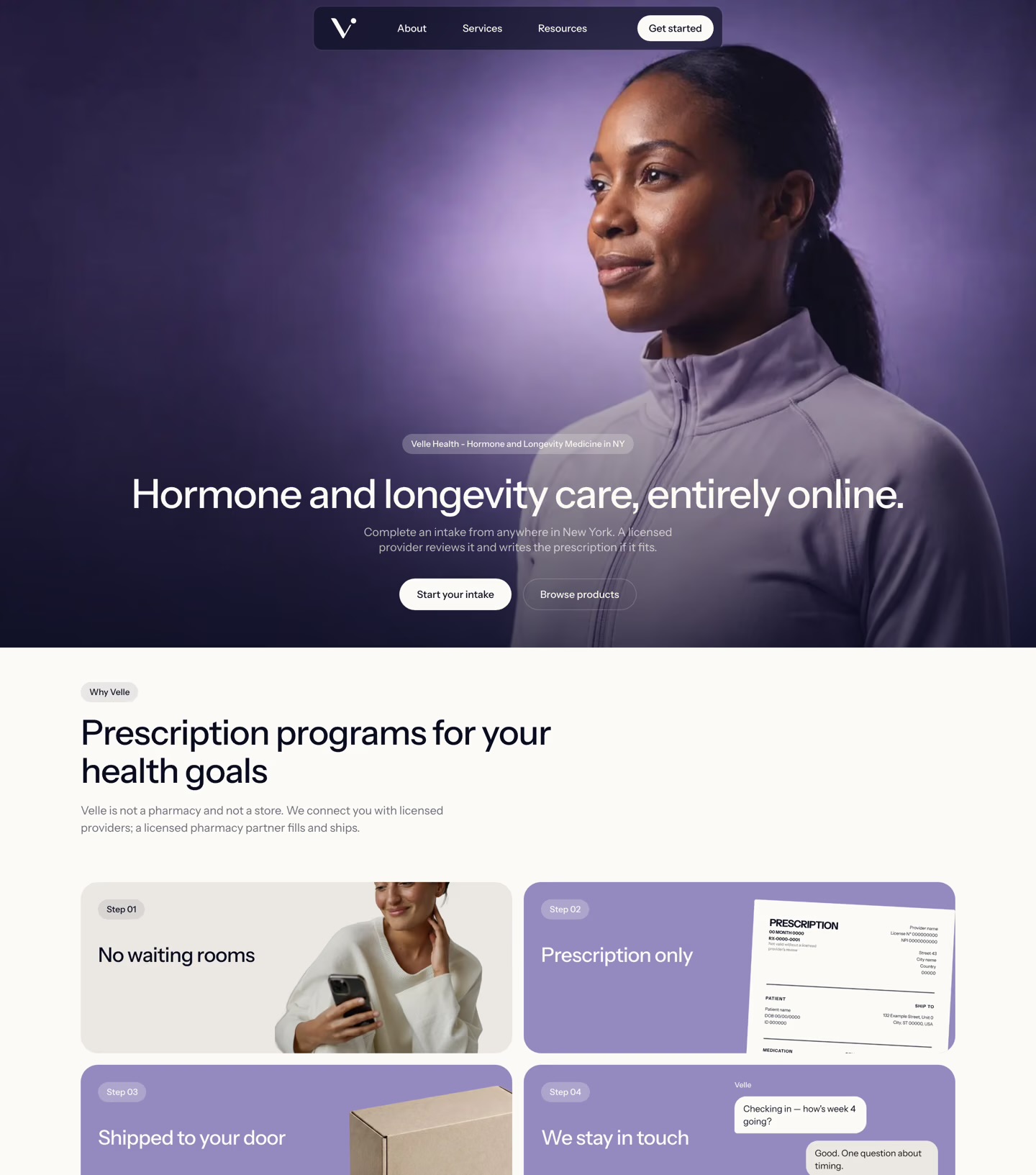 Velle Health website